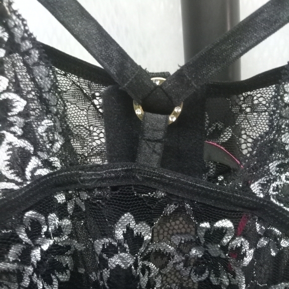 Seven til Midnight Cross dye Lace & Mash Babydoll Top, size 1X/2X , Black /Wht - Picture 7 of 13